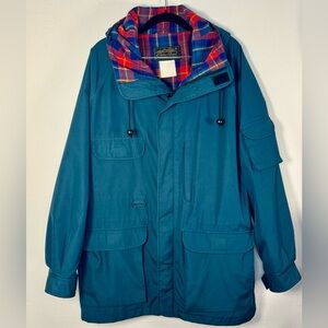 Vintage Eddie Bauer Teal Parka Jacket L Flannel Lined